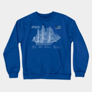 USS Constitution frigate blueprint plan - ABDpng Crewneck Sweatshirt